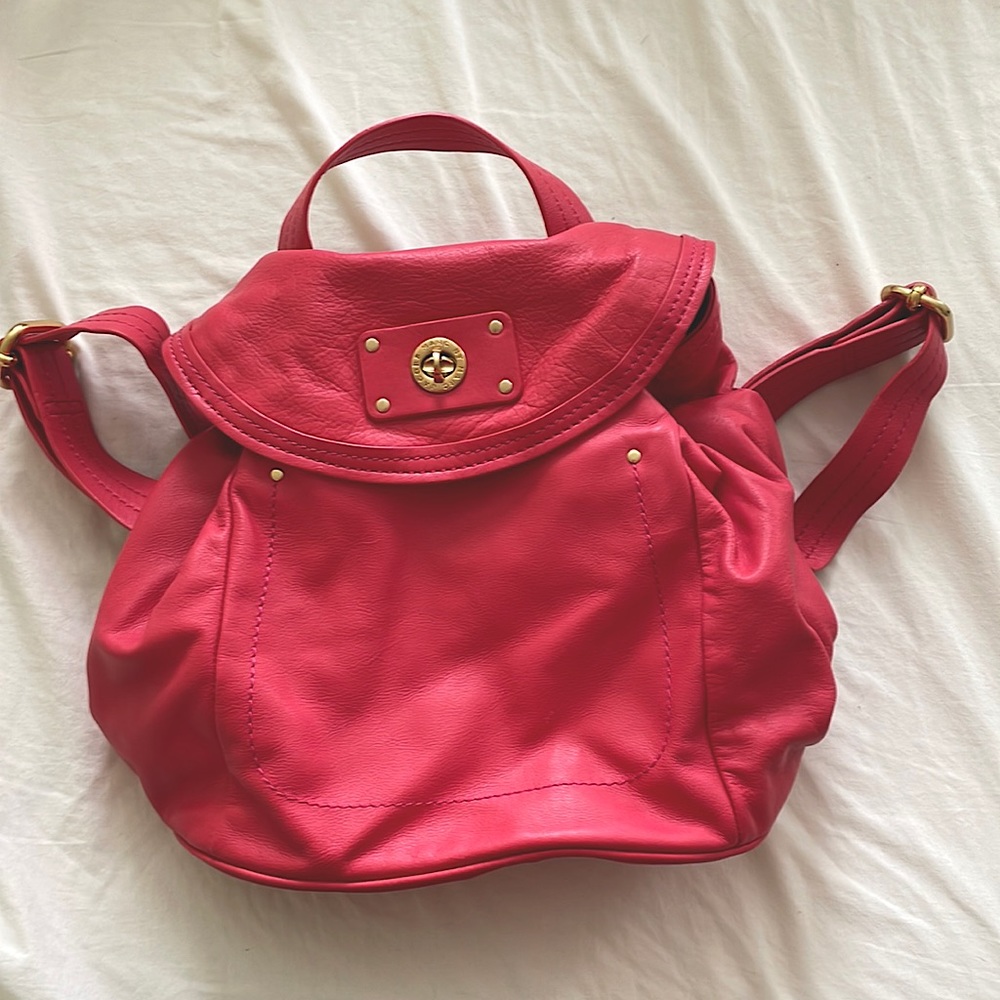 Marc by Marc Jacob’s Hot Pink Leather Backpack with Brass Accents